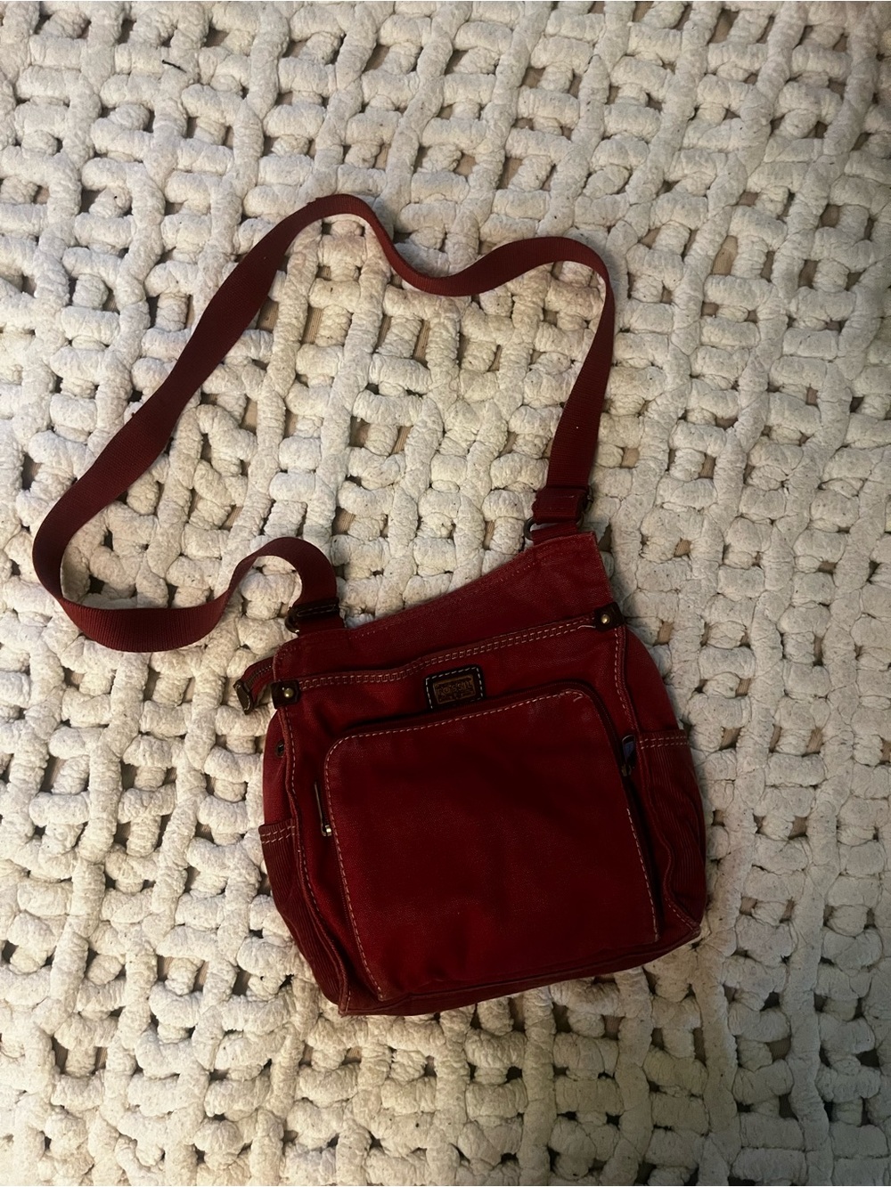 Vintage Fossil Women's Red Crossbody Bag - Compact Everyday Shoulder Bag